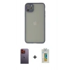MARSİLYAN™- iPhone 12 Pro Max Kılıf Ahenk Çizgi Serisi - Siyah Polymer Nano Ekran Koruyucu + Neon Fosforlu Kamera Lens - TU
