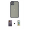 MARSİLYAN™- iPhone 12 Pro Max Kılıf Ahenk Çizgi Serisi - Siyah Polymer Nano Ekran Koruyucu + Neon Fosforlu Kamera Lens - SI