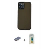 MARSİLYAN™- iPhone 12 Pro Max Kılıf Ahenk Çizgi Serisi - Siyah Polymer Nano Ekran Koruyucu + Renkli Kamera Lens Koruma Cam - SI