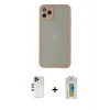 MARSİLYAN™- iPhone 12 Pro Max Kılıf Ahenk Çizgi Serisi - Siyah Polymer Nano Ekran Koruyucu + Shine Kamera Lens - GD