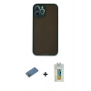 MARSİLYAN™- iPhone 12 Pro Max Kılıf Ahenk Çizgi Serisi - Siyah Polymer Nano Ekran Koruyucu + Shine Kamera Lens Koruma Cam - GD