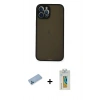MARSİLYAN™- iPhone 12 Pro Max Kılıf Ahenk Çizgi Serisi - Siyah Polymer Nano Ekran Koruyucu + Shine Kamera Lens Koruma Cam - MI