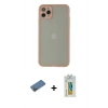 MARSİLYAN™- iPhone 12 Pro Max Kılıf Ahenk Çizgi Serisi - Siyah Polymer Nano Ekran Koruyucu + Shine Kamera Lens Koruma Cam - GD