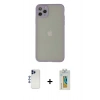 MARSİLYAN™- iPhone 12 Pro Max Kılıf Ahenk Çizgi Serisi - Siyah Polymer Nano Ekran Koruyucu + Shine Kamera Lens - LT