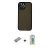 MARSİLYAN™- iPhone 12 Pro Max Kılıf Ahenk Çizgi Serisi - Siyah Polymer Nano Ekran Koruyucu + Shine Kamera Lens Koruma Cam - SABE