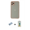 MARSİLYAN™- iPhone 12 Pro Max Kılıf Ahenk Çizgi Serisi - Siyah Polymer Nano Ekran Koruyucu + Shine Kamera Lens Koruma Cam - MI