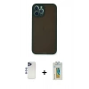 MARSİLYAN™- iPhone 12 Pro Max Kılıf Ahenk Çizgi Serisi - Siyah Polymer Nano Ekran Koruyucu + Shine Kamera Lens - LT