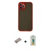 MARSİLYAN™- iPhone 12 Pro Max Kılıf Ahenk Çizgi Serisi - Siyah Polymer Nano Ekran Koruyucu + Shine Kamera Lens Koruma Cam - SABE