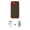 MARSİLYAN™- iPhone 12 Pro Max Kılıf Ahenk Çizgi Serisi - Siyah Polymer Nano Ekran Koruyucu + Shine Kamera Lens - LT