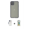 MARSİLYAN™- iPhone 12 Pro Max Kılıf Ahenk Çizgi Serisi - Siyah Polymer Nano Ekran Koruyucu + Shine Kamera Lens - LT