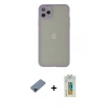 MARSİLYAN™- iPhone 12 Pro Max Kılıf Ahenk Çizgi Serisi - Siyah Polymer Nano Ekran Koruyucu + Siyah Metal Kamera Lens Koruma Cam
