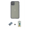 MARSİLYAN™- iPhone 12 Pro Max Kılıf Ahenk Çizgi Serisi - Siyah Polymer Nano Ekran Koruyucu + Siyah Metal Kamera Lens Koruma Cam
