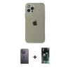 MARSİLYAN™- iPhone 12 Pro Max Kılıf Ahenk Doku - Şeffaf 360 Full Body Arka Koruyucu + Neon Fosforlu Kamera Lens - BZ