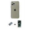 MARSİLYAN™- iPhone 12 Pro Max Kılıf Ahenk Doku - Şeffaf 360 Full Body Arka Koruyucu + Metal Kamera Lens Koruma Cam - KI