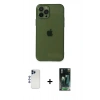 MARSİLYAN™- iPhone 12 Pro Max Kılıf Ahenk Doku - Şeffaf 360 Full Body Arka Koruyucu + Shine Kamera Lens - LT