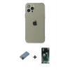 MARSİLYAN™- iPhone 12 Pro Max Kılıf Ahenk Doku - Şeffaf 360 Full Body Arka Koruyucu + Siyah Shine Kamera Lens Koruma Cam