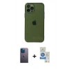 MARSİLYAN™- iPhone 12 Pro Max Kılıf Ahenk Doku - Şeffaf Royal Nano Ekran Koruyucu + Neon Fosforlu Kamera Lens - MI