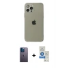 MARSİLYAN™- iPhone 12 Pro Max Kılıf Ahenk Doku - Şeffaf Royal Nano Ekran Koruyucu + Neon Fosforlu Kamera Lens - MI