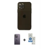 MARSİLYAN™- iPhone 12 Pro Max Kılıf Ahenk Doku - Şeffaf Royal Nano Ekran Koruyucu + Neon Fosforlu Kamera Lens - BZ