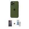 MARSİLYAN™- iPhone 12 Pro Max Kılıf Ahenk Doku - Şeffaf Royal Nano Ekran Koruyucu + Neon Fosforlu Kamera Lens - SI