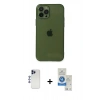 MARSİLYAN™- iPhone 12 Pro Max Kılıf Ahenk Doku - Şeffaf Royal Nano Ekran Koruyucu + Shine Kamera Lens - LT