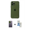 MARSİLYAN™- iPhone 12 Pro Max Kılıf Ahenk Doku - Şeffaf Royal Nano Ekran Koruyucu + Neon Fosforlu Kamera Lens - YL