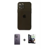 MARSİLYAN™- iPhone 12 Pro Max Kılıf Ahenk Doku - Şeffaf Temperli Cam Ekran Koruyucu + Neon Fosforlu Kamera Lens - BZ