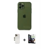 MARSİLYAN™- iPhone 12 Pro Max Kılıf Ahenk Doku - Şeffaf Temperli Cam Ekran Koruyucu + Shine Kamera Lens - GD