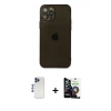 MARSİLYAN™- iPhone 12 Pro Max Kılıf Ahenk Doku - Şeffaf Temperli Cam Ekran Koruyucu + Lacivert Shine Kamera Lens