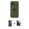 MARSİLYAN™- iPhone 12 Pro Max Kılıf Ahenk Doku - Şeffaf Temperli Cam Ekran Koruyucu + Neon Fosforlu Kamera Lens - MI