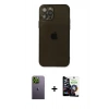 MARSİLYAN™- iPhone 12 Pro Max Kılıf Ahenk Doku - Şeffaf Temperli Cam Ekran Koruyucu + Neon Fosforlu Kamera Lens - YL