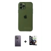 MARSİLYAN™- iPhone 12 Pro Max Kılıf Ahenk Doku - Şeffaf Temperli Cam Ekran Koruyucu + Neon Fosforlu Kamera Lens - BZ