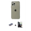 MARSİLYAN™- iPhone 12 Pro Max Kılıf Ahenk Doku - Şeffaf Temperli Cam Ekran Koruyucu + Renkli Kamera Lens Koruma Cam - TU
