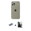 MARSİLYAN™- iPhone 12 Pro Max Kılıf Ahenk Doku - Şeffaf Temperli Cam Ekran Koruyucu + Renkli Kamera Lens Koruma Cam - YL