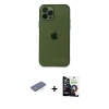 MARSİLYAN™- iPhone 12 Pro Max Kılıf Ahenk Doku - Şeffaf Temperli Cam Ekran Koruyucu + Renkli Kamera Lens Koruma Cam - MI