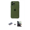 MARSİLYAN™- iPhone 12 Pro Max Kılıf Ahenk Doku - Şeffaf Temperli Cam Ekran Koruyucu + Renkli Kamera Lens Koruma Cam - TU