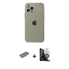 MARSİLYAN™- iPhone 12 Pro Max Kılıf Ahenk Doku - Şeffaf Temperli Cam Ekran Koruyucu + Renkli Kamera Lens Koruma Cam - SI