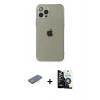 MARSİLYAN™- iPhone 12 Pro Max Kılıf Ahenk Doku - Şeffaf Temperli Cam Ekran Koruyucu + Renkli Kamera Lens Koruma Cam - PE
