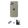 MARSİLYAN™- iPhone 12 Pro Max Kılıf Ahenk Doku - Şeffaf Temperli Cam Ekran Koruyucu + Shine Kamera Lens Koruma Cam - PE