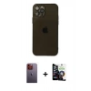 MARSİLYAN™- iPhone 12 Pro Max Kılıf Ahenk Doku - Şeffaf Temperli Cam Ekran Koruyucu + Neon Fosforlu Kamera Lens - TU