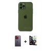 MARSİLYAN™- iPhone 12 Pro Max Kılıf Ahenk Doku - Şeffaf Temperli Cam Ekran Koruyucu + Neon Fosforlu Kamera Lens - TU