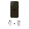 MARSİLYAN™- iPhone 12 Pro Max Kılıf Ahenk Doku - Şeffaf Uv Polymer Nano Ekran Koruyucu + Lacivert Shine Kamera Lens