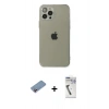 MARSİLYAN™- iPhone 12 Pro Max Kılıf Ahenk Doku - Şeffaf Uv Polymer Nano Ekran Koruyucu + Pembe Shine Kamera Lens Koruma Cam