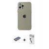 MARSİLYAN™- iPhone 12 Pro Max Kılıf Ahenk Doku - Şeffaf Uv Polymer Nano Ekran Koruyucu + Renkli Kamera Lens Koruma Cam - TU