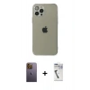 MARSİLYAN™- iPhone 12 Pro Max Kılıf Ahenk Doku - Şeffaf Uv Polymer Nano Ekran Koruyucu + Neon Fosforlu Kamera Lens - SI