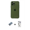 MARSİLYAN™- iPhone 12 Pro Max Kılıf Ahenk Doku - Şeffaf Uv Polymer Nano Ekran Koruyucu + Siyah Shine Kamera Lens Koruma Cam
