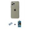 MARSİLYAN™- iPhone 12 Pro Max Kılıf Ahenk Doku - Siyah 18D Cam Ekran Koruyucu + Shine Kamera Lens Koruma Cam - MI