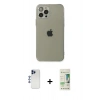 MARSİLYAN™- iPhone 12 Pro Max Kılıf Ahenk Doku - Siyah 20D Premium Cam Ekran Koruyucu + Lacivert Shine Kamera Lens