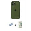 MARSİLYAN™- iPhone 12 Pro Max Kılıf Ahenk Doku - Siyah 20D Premium Cam Ekran Koruyucu + Shine Kamera Lens Koruma Cam - MI