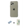 MARSİLYAN™- iPhone 12 Pro Max Kılıf Ahenk Doku - Siyah 20D Premium Cam Ekran Koruyucu + Shine Kamera Lens Koruma Cam - MI